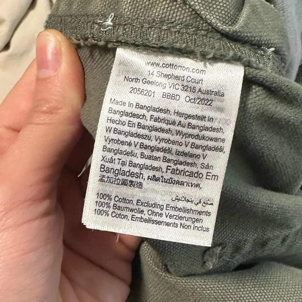 Cotton On Utility Canvas Overall Shorts Size 10